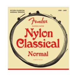 Fender Nylon Acoustic Strings, 130 Clear/Silver, Ball End, Gauges .028-.043, (6)