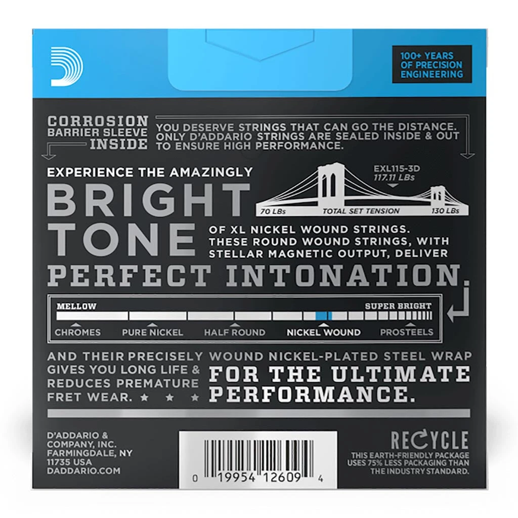 D'Addario - EXL115-3D - 3 Pack Nickel Wound Blues Jazz 11-49 - Electric Guitar Strings 2 D'Addario - EXL115-3D - 3 Pack Nickel Wound Blues Jazz 11-49 - Electric Guitar Strings - Image 2