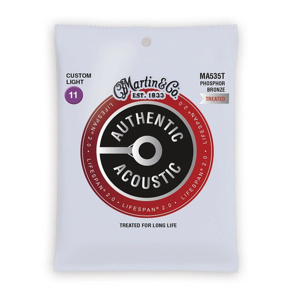 Martin MA535T - Authentic Treated Custom Light 92/8 - 11-52 Guitar Strings 1 Martin MA535T - Authentic Treated Custom Light 92/8 - 11-52 Guitar Strings