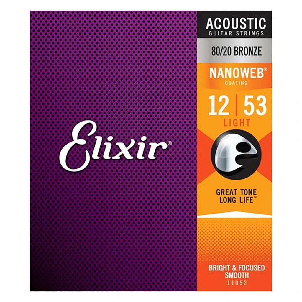 Elixir 11052 - Nanoweb 80/20 Light 12-53 Acoustic Guitar Strings 12-53 Light 1 Elixir 11052 - Nanoweb 80/20 Light 12-53 Acoustic Guitar Strings 12-53 Light