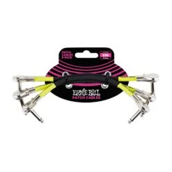 Ernie Ball Flat Angle/Flat Angle Patch Cable 3-Pack - Black - 6 Inches | Guitar Cables | P06059