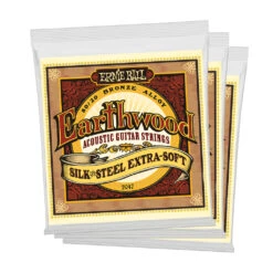 Ernie Ball Earthwood Silk And Steel Extra Soft 8020 Bronze 10/50 Acoustic Guitar Strings 3 Pack | Fretted Instrument Strings | P03047
