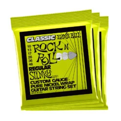 Ernie Ball Regular Slinky Classic Rock N Roll Pure Nickel 10/46 Electric Guitar Strings 3 Pack | Fretted Instrument Strings | P03251