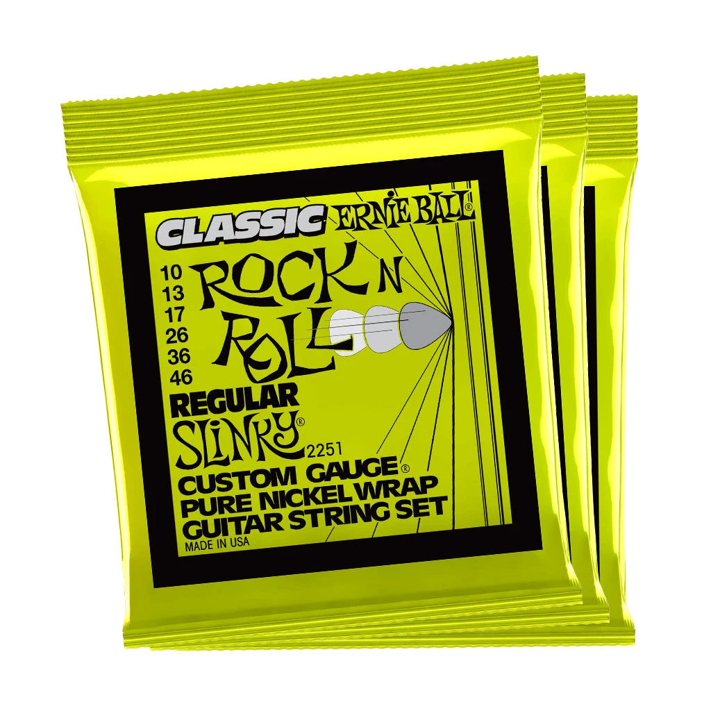 Ernie Ball Regular Slinky Classic Rock N Roll Pure Nickel 10/46 Electric Guitar Strings 3 Pack | Fretted Instrument Strings | P03251 1 Ernie Ball Regular Slinky Classic Rock N Roll Pure Nickel 10/46 Electric Guitar Strings 3 Pack | Fretted Instrument Strings | P03251