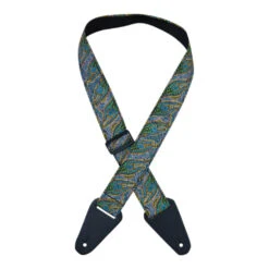 Colonial Leather - Aboriginal Art Guitar Straps - Women Collecting Water Green