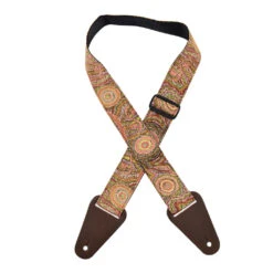 Colonial Leather Aboriginal Art Rag Strap - Bush Tomato & Waterhole Blue