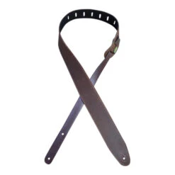 Colonial Leather - 2.5″ Sueded Black Soft Leather Guitar Strap - Vintage Burn